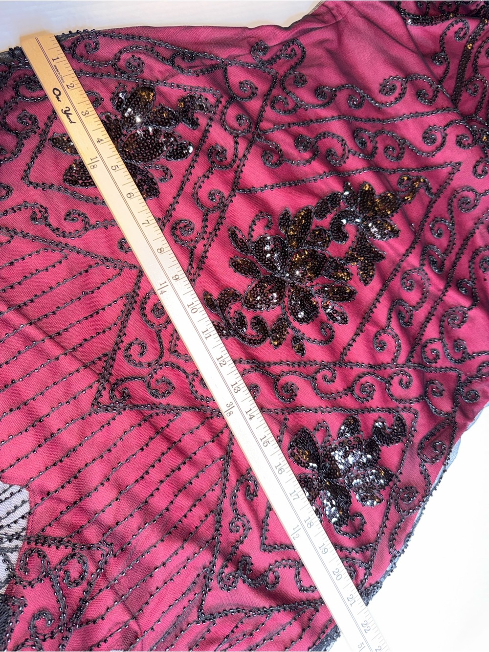 BABEYOND XXL Black Beaded Fringe Flapper Dress Raspberry Pink Art Deco Gatsby - Picture 11 of 13